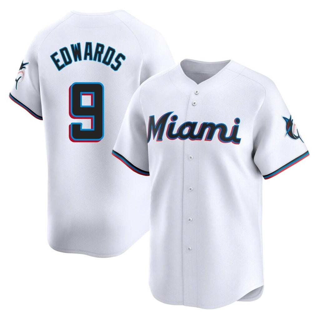 Blandc M.Marlins #9 Xavier Edwards Player White  Home Limited Stitched Jerseys