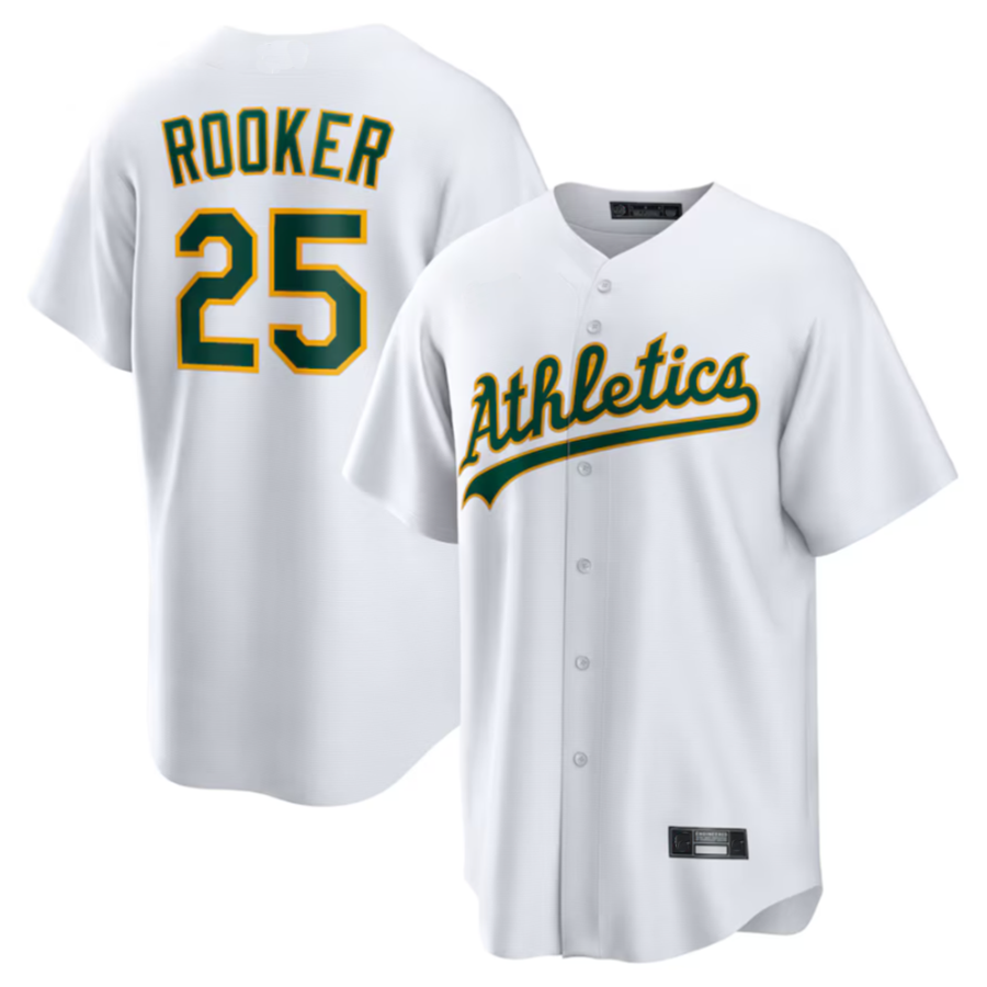 Blandc Athletics #25 Brent Rooker Player White Home Replica Jersey American Stitched Personalized Jerseys